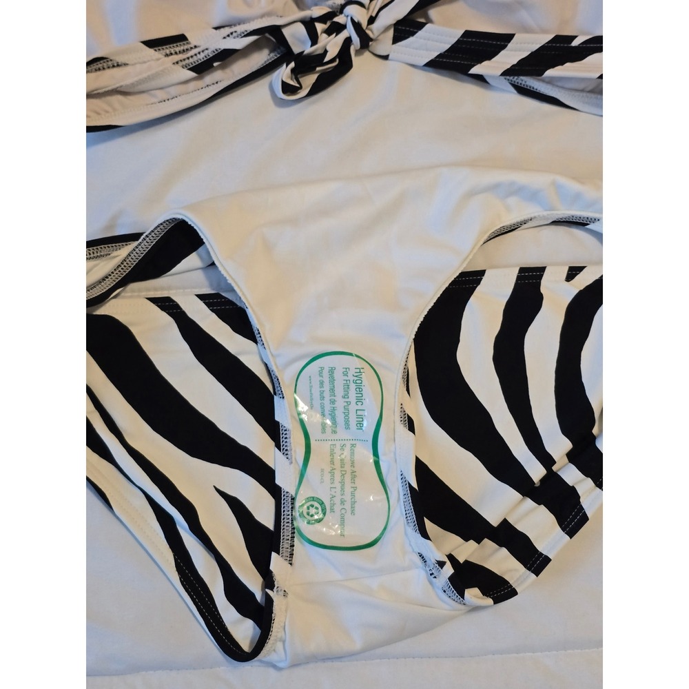 Michael Kors Zebra Print Bikini Set Women Size L Black White Resortwear - Picture 6 of 7